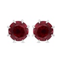 Sterling Silver 925 Earring Rhodium Plated Embedded With Ruby Corundum 