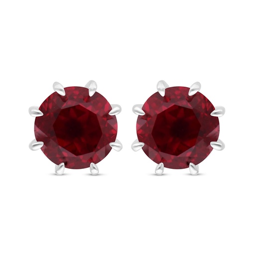 [EAR01RUB00000C499] Sterling Silver 925 Earring Rhodium Plated Embedded With Ruby Corundum 