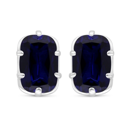 [EAR01SAP00000C500] Sterling Silver 925 Earring Rhodium Plated Embedded With Sapphire Corundum 