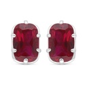 Sterling Silver 925 Earring Rhodium Plated Embedded With Ruby Corundum 