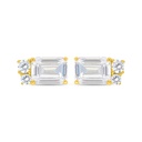 Sterling Silver 925 Earring Golden Plated Embedded With White Zircon