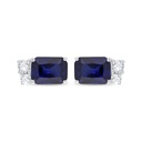 Sterling Silver 925 Earring Rhodium Plated Embedded With Sapphire Corundum And White Zircon