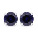 Sterling Silver 925 Earring Rhodium Plated Embedded With Sapphire Corundum 