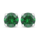 Sterling Silver 925 Earring Rhodium Plated Embedded With Emerald Zircon 