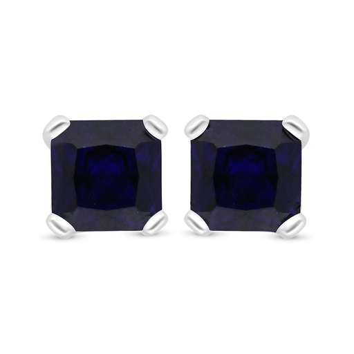 [EAR01SAP00000C503] Sterling Silver 925 Earring Rhodium Plated Embedded With Sapphire Corundum 