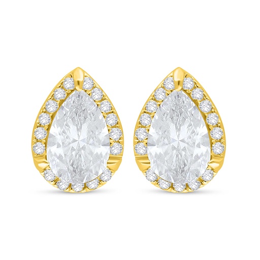 [EAR02WCZ00000C504] Sterling Silver 925 Earring Golden Plated Embedded With White Zircon