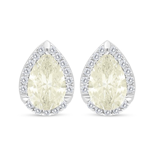 [EAR01CIT00WCZC504] Sterling Silver 925 Earring Rhodium Plated Embedded With Yellow Diamond And White Zircon