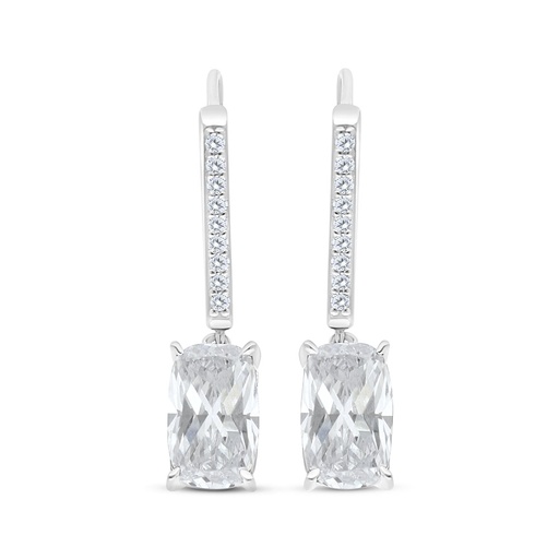 [EAR01WCZ00000C506] Sterling Silver 925 Earring Rhodium Plated Embedded With White Zircon