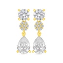 Sterling Silver 925 Earring Golden Plated Embedded With White Zircon