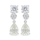 Sterling Silver 925 Earring Rhodium Plated Embedded With Yellow Diamond And White Zircon