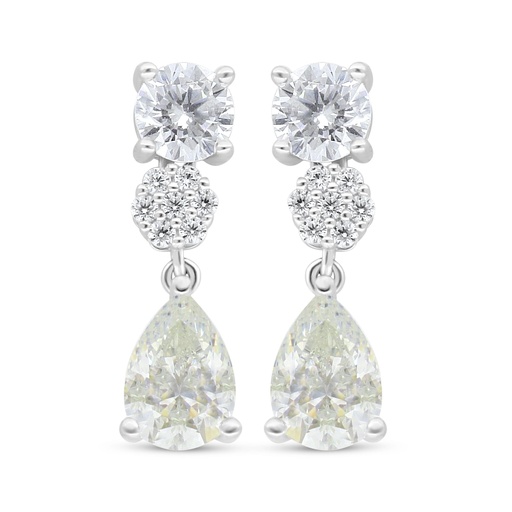 [EAR01CIT00WCZC508] Sterling Silver 925 Earring Rhodium Plated Embedded With Yellow Diamond And White Zircon