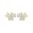 Sterling Silver 925 Earring Golden Plated Embedded With White Zircon