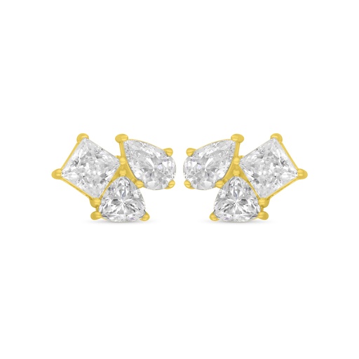 [EAR02WCZ00000C509] Sterling Silver 925 Earring Golden Plated Embedded With White Zircon