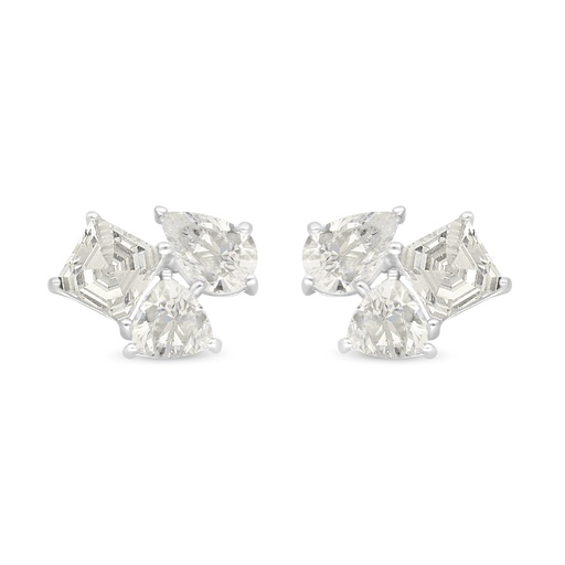 [EAR01CIT00WCZC509] Sterling Silver 925 Earring Rhodium Plated Embedded With Yellow Diamond And White Zircon