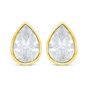 Sterling Silver 925 Earring Golden Plated Embedded With White Zircon