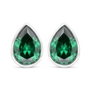 Sterling Silver 925 Earring Rhodium Plated Embedded With Emerald Zircon 