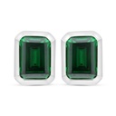 Sterling Silver 925 Earring Rhodium Plated Embedded With Emerald Zircon 