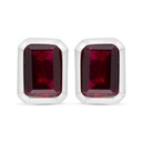 Sterling Silver 925 Earring Rhodium Plated Embedded With Ruby Corundum 