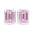 Sterling Silver 925 Earring Rhodium Plated Embedded With pink Zircon 