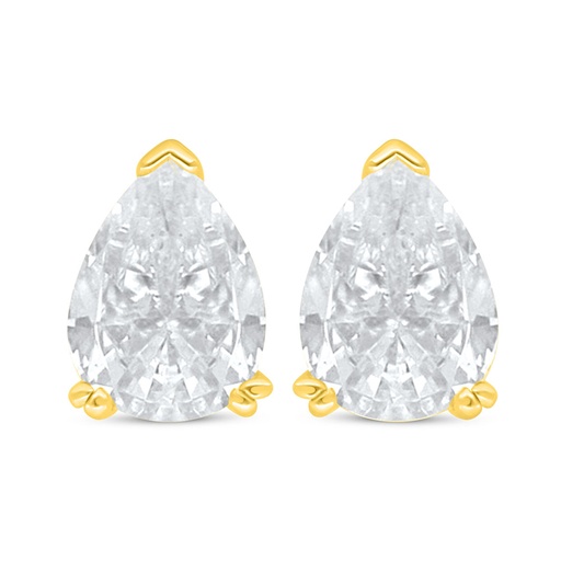 [EAR02WCZ00000C512] Sterling Silver 925 Earring Golden Plated Embedded With White Zircon