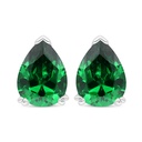 Sterling Silver 925 Earring Rhodium Plated Embedded With Emerald Zircon 