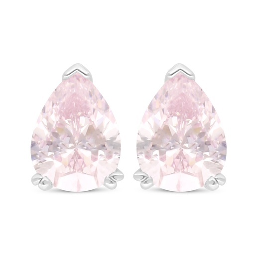 [EAR01PIK00000C512] Sterling Silver 925 Earring Rhodium Plated Embedded With pink Zircon 