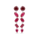 Sterling Silver 925 Earring Rhodium Plated Embedded With Ruby Corundum And White Zircon