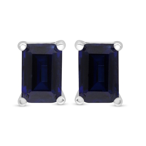 [EAR01SAP00000C514] Sterling Silver 925 Earring Rhodium Plated Embedded With Sapphire Corundum 