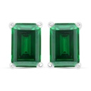 Sterling Silver 925 Earring Rhodium Plated Embedded With Emerald Zircon 