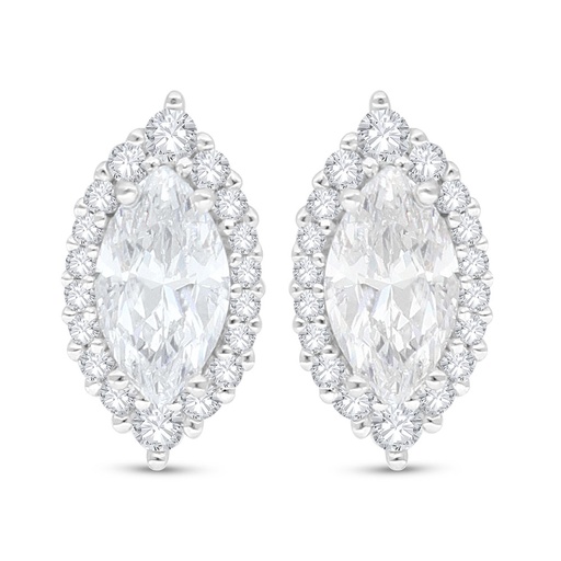 [EAR01WCZ00000C515] Sterling Silver 925 Earring Rhodium Plated Embedded With White Zircon