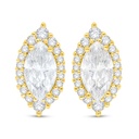 Sterling Silver 925 Earring Golden Plated Embedded With White Zircon