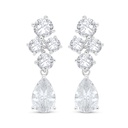 Sterling Silver 925 Earring Rhodium Plated Embedded With White Zircon