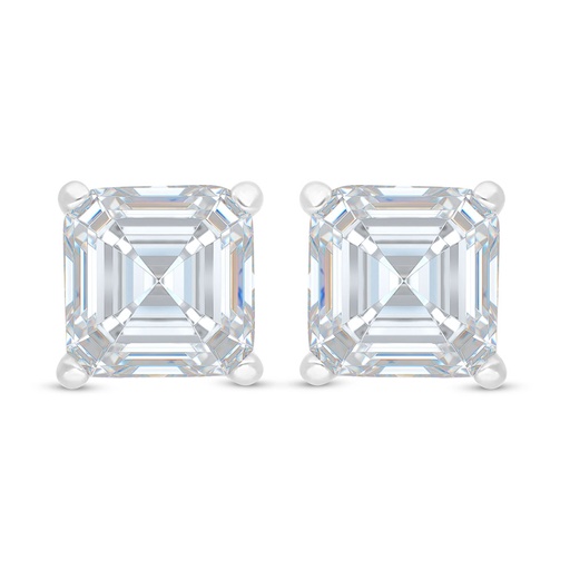 [EAR01WCZ00000C518] Sterling Silver 925 Earring Rhodium Plated Embedded With White Zircon