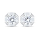 Sterling Silver 925 Earring Rhodium Plated Embedded With White Zircon