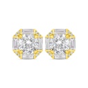 Sterling Silver 925 Earring Golden Plated Embedded With White Zircon