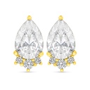 Sterling Silver 925 Earring Golden Plated Embedded With White Zircon