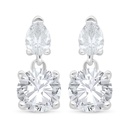 Sterling Silver 925 Earring Rhodium Plated Embedded With White Zircon