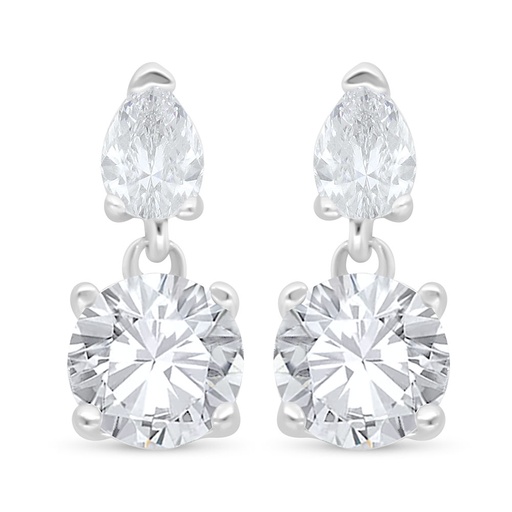 [EAR01WCZ00000C523] Sterling Silver 925 Earring Rhodium Plated Embedded With White Zircon