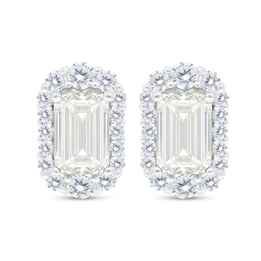 [EAR01CIT00WCZC524] Sterling Silver 925 Earring Rhodium Plated Embedded With Yellow Diamond And White Zircon