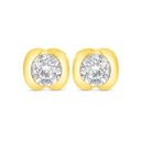 Sterling Silver 925 Earring Golden Plated Embedded With White Zircon