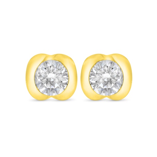 [EAR02WCZ00000C526] Sterling Silver 925 Earring Golden Plated Embedded With White Zircon