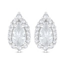 Sterling Silver 925 Earring Rhodium Plated Embedded With White Zircon