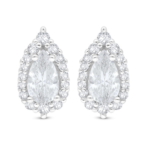 [EAR01WCZ00000C527] Sterling Silver 925 Earring Rhodium Plated Embedded With White Zircon