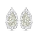 Sterling Silver 925 Earring Rhodium Plated Embedded With Yellow Diamond And White Zircon