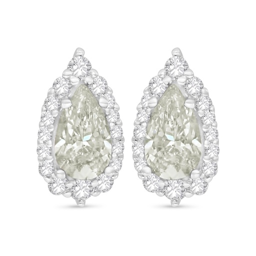 [EAR01CIT00WCZC527] Sterling Silver 925 Earring Rhodium Plated Embedded With Yellow Diamond And White Zircon