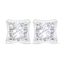 Sterling Silver 925 Earring Rhodium Plated Embedded With White Zircon