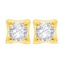 Sterling Silver 925 Earring Golden Plated Embedded With White Zircon