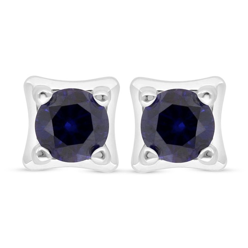 [EAR01SAP00000C529] Sterling Silver 925 Earring Rhodium Plated Embedded With Sapphire Corundum 