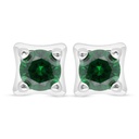 Sterling Silver 925 Earring Rhodium Plated Embedded With Emerald Zircon 