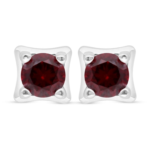 [EAR01RUB00000C529] Sterling Silver 925 Earring Rhodium Plated Embedded With Ruby Corundum 